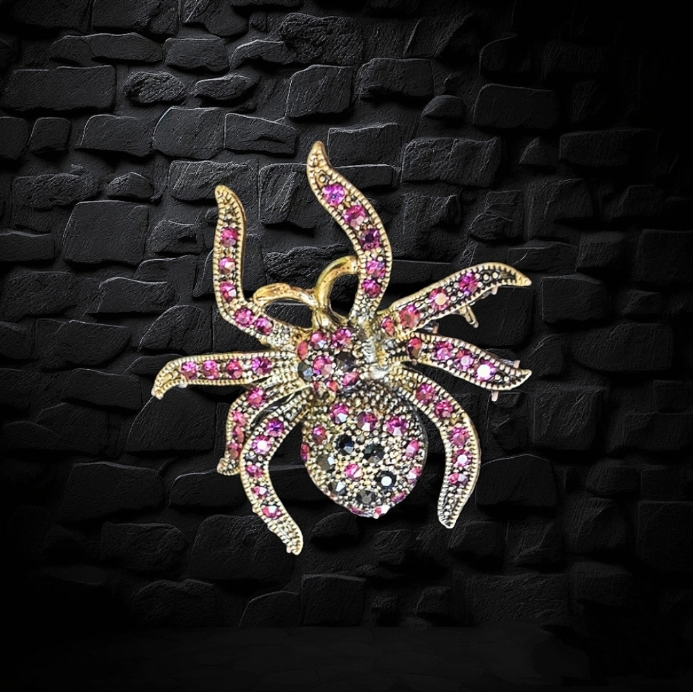 Rhinestones Spider Pin